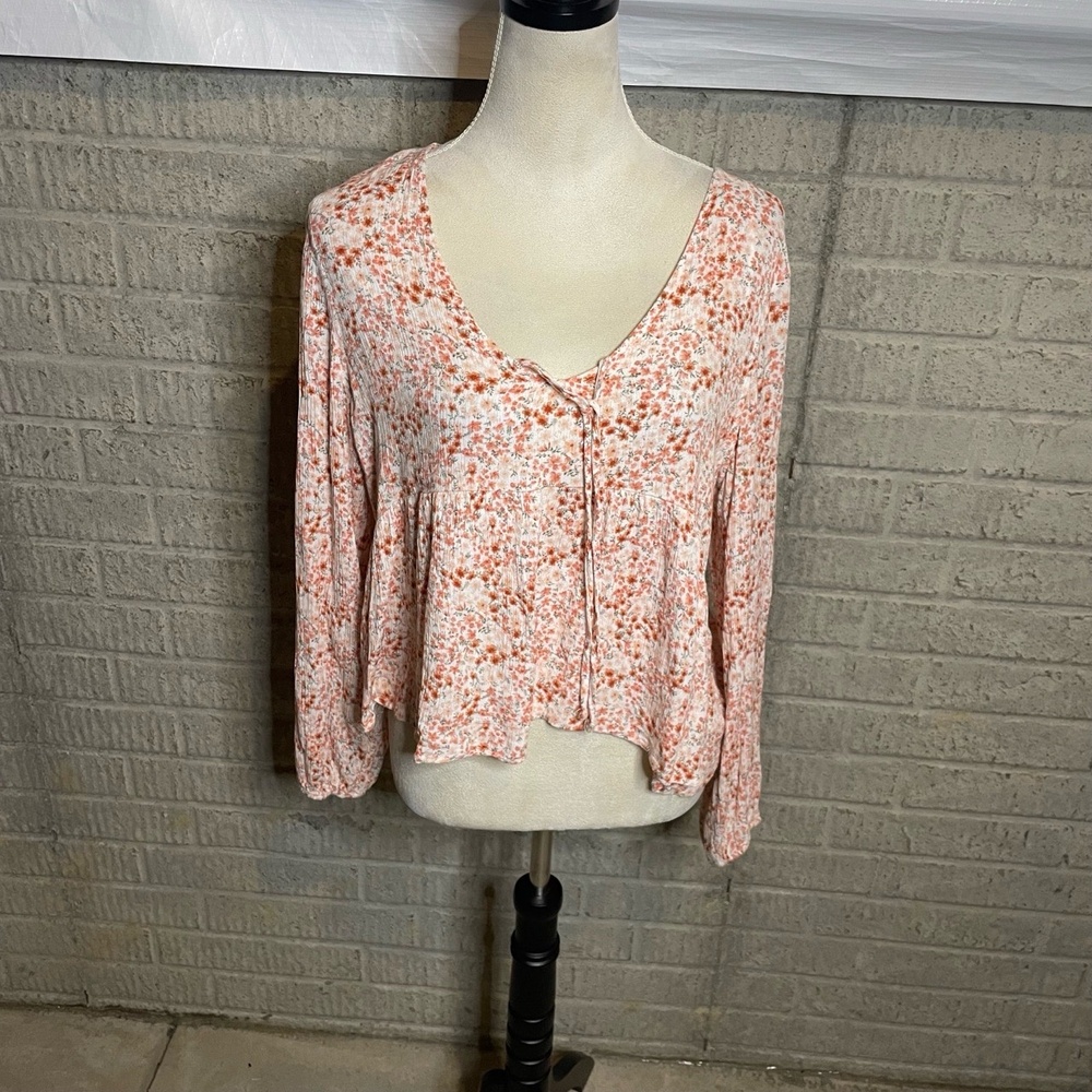 Hippie‎ Rose Floral Boho Long Sleeve Top Large